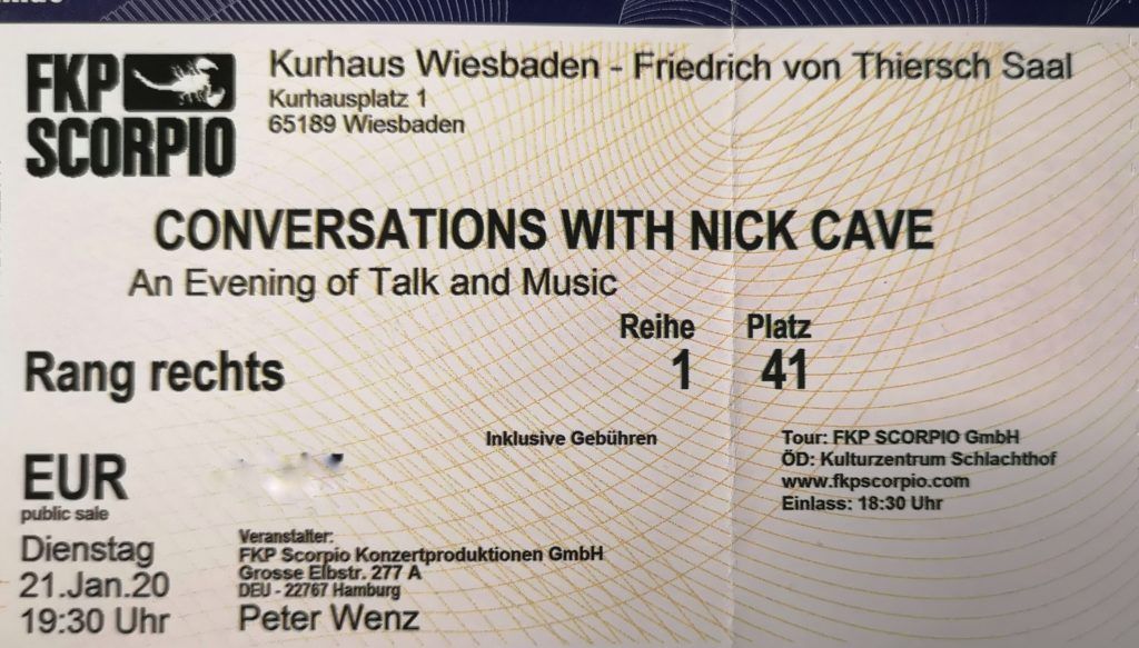 Ticket Nick Cave