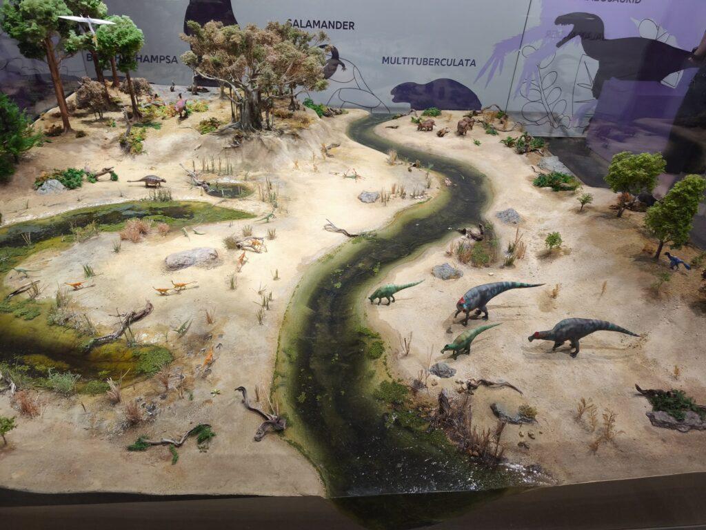 Display mit Dinosauriern im Senckenberg-Museum